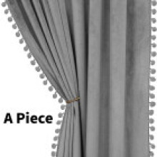 (Grey, 150x183cm) Solid Velvet Color Curtain Long Window Drapes For Living Supplies Household Ro