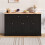 (Black, MDF) Sideboard 138cm Cabinet Drawer Shelf Modern 15