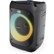 Majority P100 Bluetooth Party Speaker, 50W, Portable, LED Party Lights, Black, Karaoke Microphone Included, Indoor/Outdoor Use