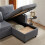 (Grey, Fabric) Grey L-Shaped Sofa Bed with Storage 4