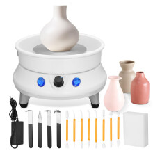 Electric Pottery Wheel 350W, Touch Screen Control, Adjustable 0-200RPM Speed, 25cm Turntable, Removable Clay Splash Basin with 11 Clay Sculpting Tools