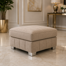 (Pink Velvet, Foot stool) Chesterfield Style 4/5/6-Seater Sofa Corner Settee Chaise Lounge Couch Sofa for Living Room