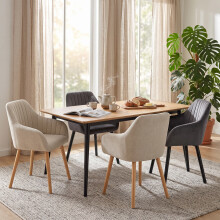 (Dark Grey, Set of 4) Velvet Fabric Dining Chairs with Armrests for Bedroom & Vanity - GOEURVANT