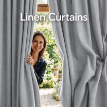 (66W x 72D-Curtain Pair, Silver) 260GSM Linen Curtains Blackout Thermal Insulated Drapes | 100% Light Blocking & Ready Made