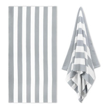 Grote Oversized Strandhanddoek - Pluizig 35 X 70 Inch Pluche Microvezel Zwembadhanddoek, Gestreept Sneldrogend Zwemhanddoek Grijs