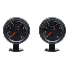 2st 2 Tum 52 mm Bilmätare Varvräknare RPM Mätare 0-8000RPM Analog Svart Fodral för 1-8 Cylindrig Bensinbil