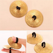4X Finger Cymbals, Hand Cymbal Belly Dance Zills with Elastic Band, Percussion Music Instrument for Kids, Adults Pair