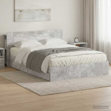vidaXL Bed Frame with Storage with Drawer Concrete Grey 150 x 200 cm