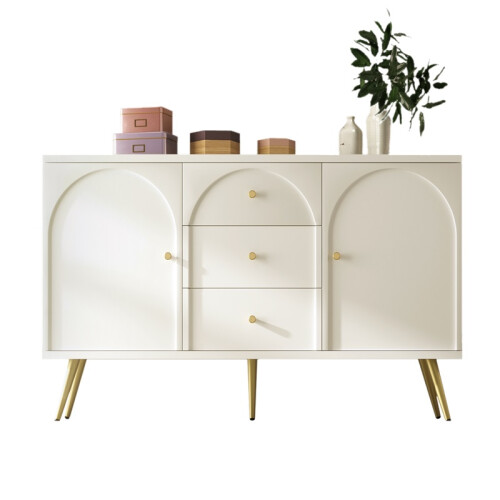 (Cream White) Cream White Sideboard Cabinet, 2 Doors 3 Drawers 2