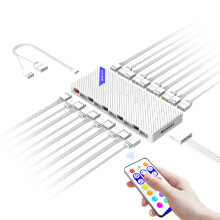 Fan Hub Controller 10Ports 12V/5V PWM 3Pin ARGB PC Cooling Adapter 10Channels White