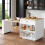 (White, MDF) Expandable Kitchen Island 133-202cm 2Drawers 2