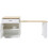 (White, MDF) Expandable Kitchen Island 133-202cm 2Drawers 6