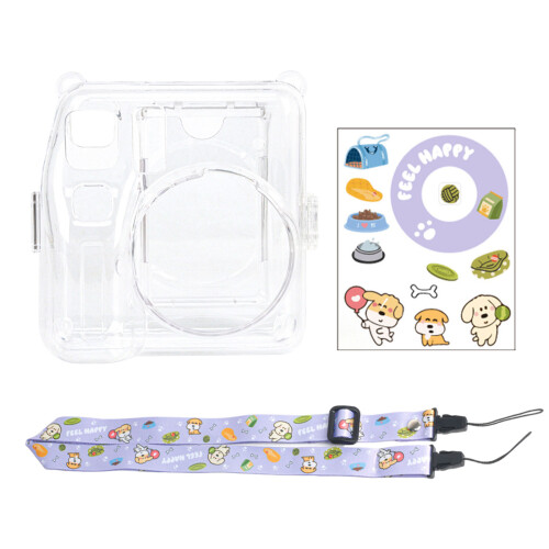 Clear Protective Cover For Camera Case With Shoulder Strap Sticker Purple bottom pet do