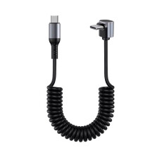Coiled USB C Cable Fast Data Transfer Stretchable To 150CM 100W Rapid Charging Black