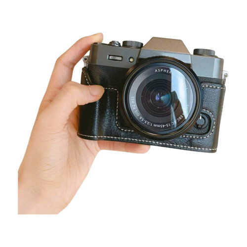 Handmade PU Leather Camera Case for XT20 XT10 With Hand Strap Black