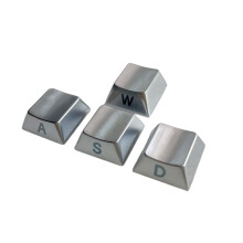 Zinc Alloy WASD Keycaps Gold/Silver Finish Side Engraving Enhances Gaming Keypad Silver