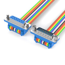 DB15 Male to Female Cable Rainbow Wire Flat Ribbon Cable for Computers 10m male to female
