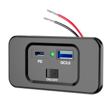 QC3.0 USB 18W PD20W Type C Car Charging Socket Adapter for Vehicles and Boats Green