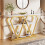 Wooden Console Table 120x29.5x80cm Marble-look Top 1