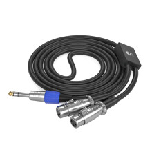 6.35mm 1/4" to Double 3Pin Stereo Aux Cable Professional 3Pin 10m Double female head