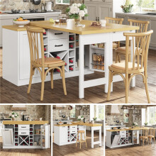 Dining Table & Sideboard Set – White, Extendable
