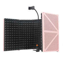 Five Panel Foldable Microphones Sound Shield for Studio and Home Recording Noise  pink