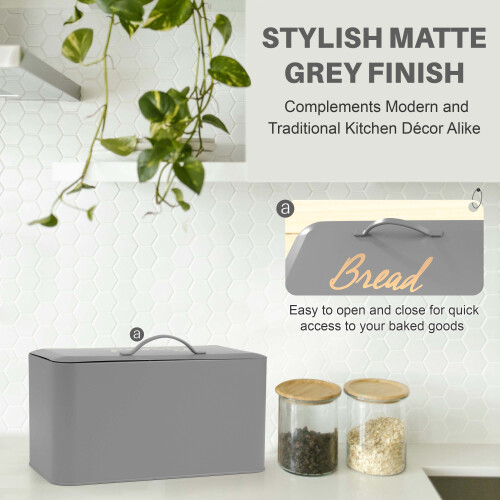 Modern Bread Bin Grey 1