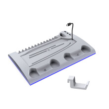 Vertical Display Stand for Console Charging Stand with Light Cartridge Slot White