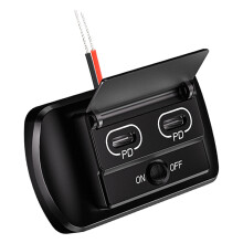 Quick Charge Socket Panel 12V Double USB Outlet Type C QC3.0 Mount Car Charger Dual Type C