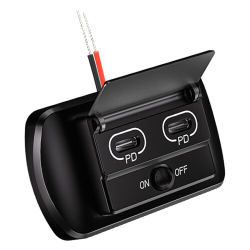 Quick Charge Socket Panel 12V Double USB Outlet Type C QC3.0 Mount Car Charger Dual Type C