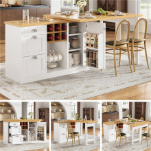 (White, MDF) 3-Drawer Sideboard with Wine & Snack Rack