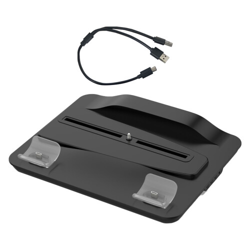 Vertical Cooling Stand with Cooling Fan and Controller Charging Slots LED Black