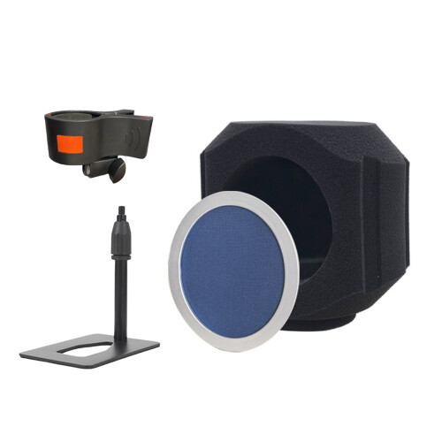 Microphone Windshield Soundproofing Mic Cover For Home Studio And Silver blue bracket