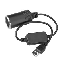 5V USB Male to 12V Car Cigarettes Lighter Socket Female Step Up Converters Cable Black