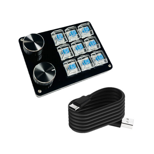 Mechanical Macro Keypad Programmable Key 2Control Knob for Efficient Gaming 9 keys