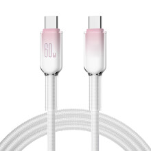 60W Fast Charging Ice Crystal USB Type C Power Cable for Phone 15 16 Series 1m Pink