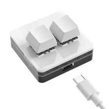 USB Small 2 Key Keypad for Gaming and Productivity with Mechanical Switches White No words