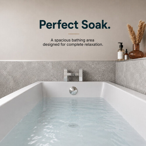 Bathroom Single Ended 1700x750mm Square Bath Front Panel Acrylic White Modern 2