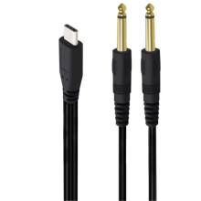3.28ft USB C Male to 2x6.35mm Male Line Adapter Cable for Music Equipment
