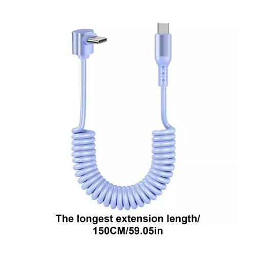 Coiled USB C Cable Fast Data Transfer Stretchable To 150CM 100W Rapid Charging Green 1