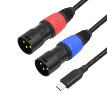 USB C to Double 3Pin Male Stereo Sound Cable Extended Splitter USB C to 3Pin Male 2m