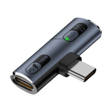 USB C Audios Charger Adapter for Data Transfer USB C Male to Female Grey