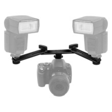 Aluminum Double Cold Shoe Mount Bracket Twin Cold Shoe Mount Adapter Bracket