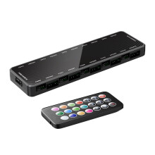 Customizable PC Fan Controller 10 Port ARGB PWM Hub with Remote for Gamers Black