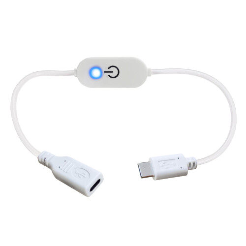 Type C Male to Female Touch Dimmer Controller with No Flicker and Blue Indicator White