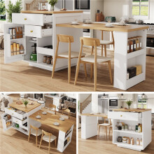 (White, MDF) Extendable Bar Table 122.5-195.5x70x93.8cm White