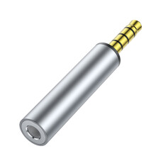 3.5mm to 3.5mm AUX Adapter Male/Female Connectors Converters Head Silver MF straight head