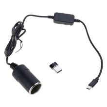 USB Type C 5V to 12V Car Cigarettes Lighter Socket Adapter Cord Boost Cable Wire 120cm
