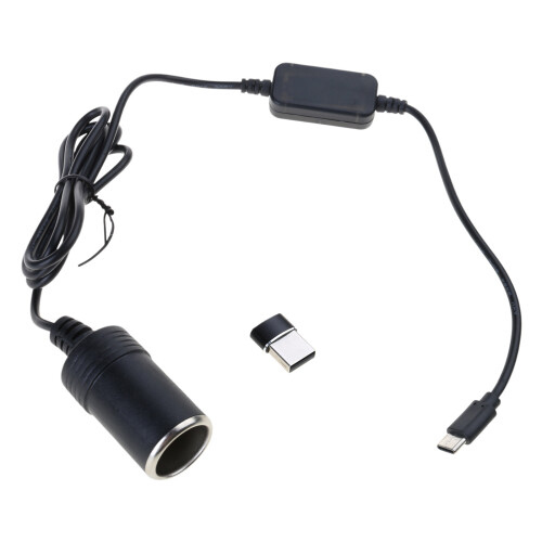 USB Type C 5V to 12V Car Cigarettes Lighter Socket Adapter Cord Boost Cable Wire 120cm