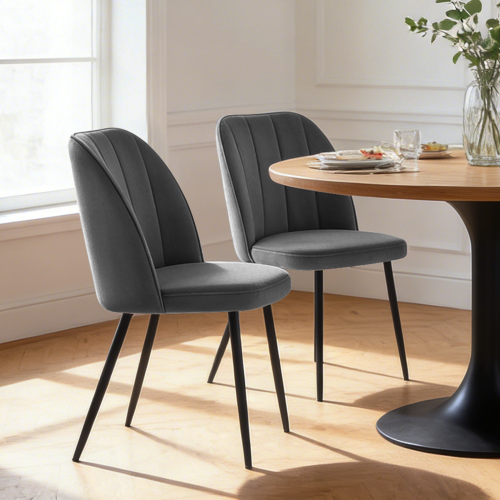 AINPECCA (Grey, 2PCS)  Velvet Dining Chairs Padded seat 1